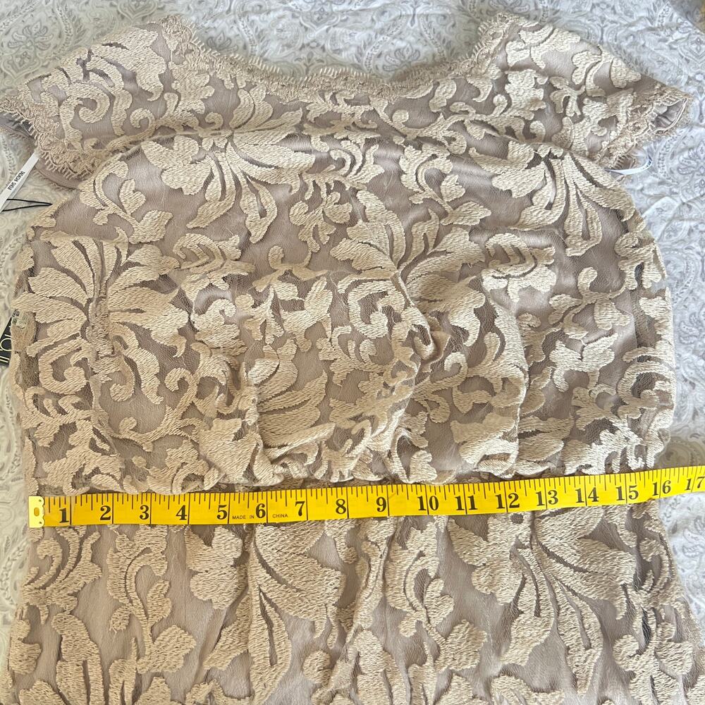 TADASHI SHOJI Greta Sand Lace Tie Waist Dress Size 12 - Picture 15 of 16